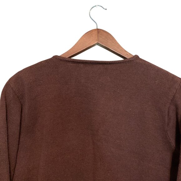 Brown Cardigan Lace Front Panels Rhinestone Zipper Pull Grannycore - Picture 8 of 10